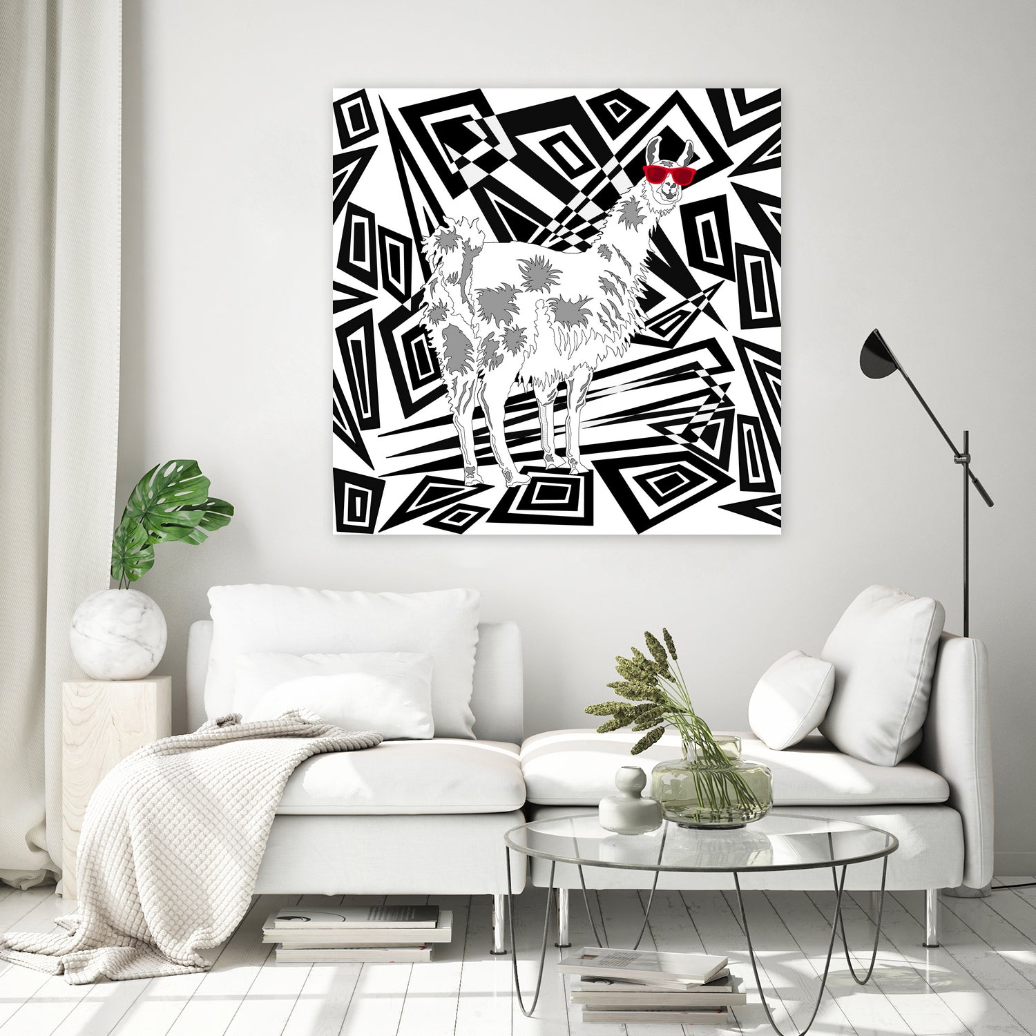 Llama In Red Sunglasses Abstract by TheArtOf Vikki on GIANT ART - black digital drawing