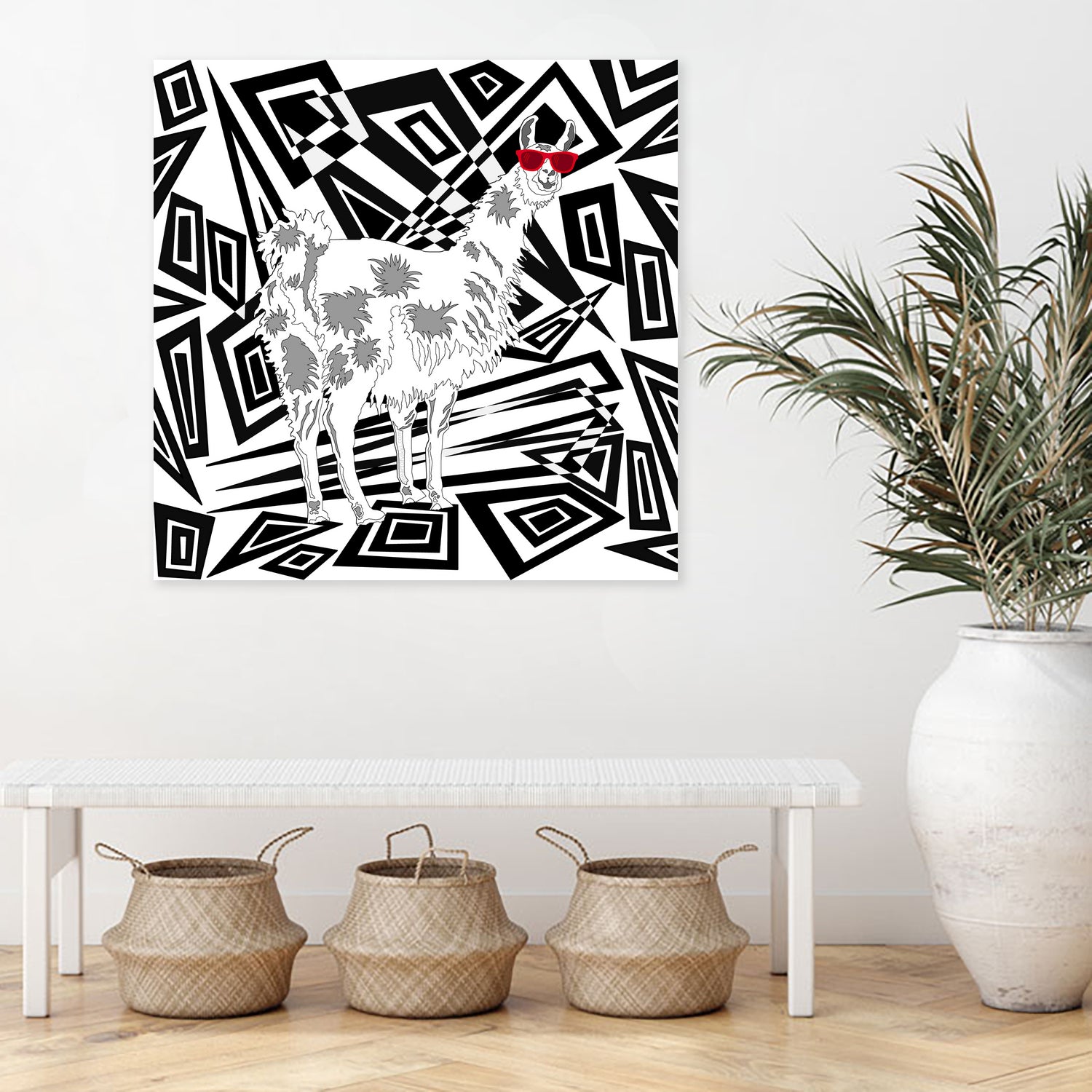 Llama In Red Sunglasses Abstract by TheArtOf Vikki on GIANT ART - black digital drawing