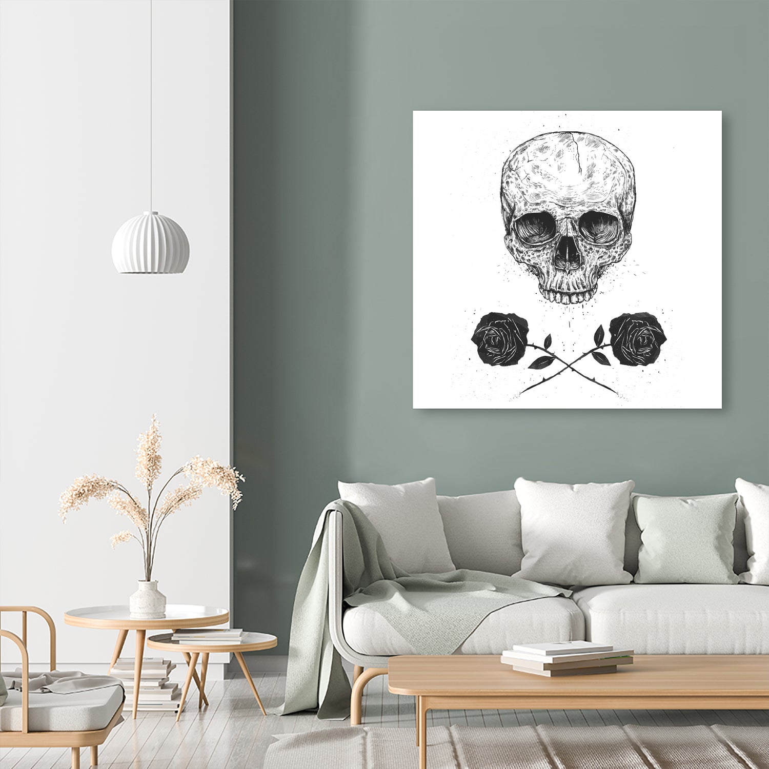 Skull N' Roses by Solti Balázs on GIANT ART - white digital drawing
