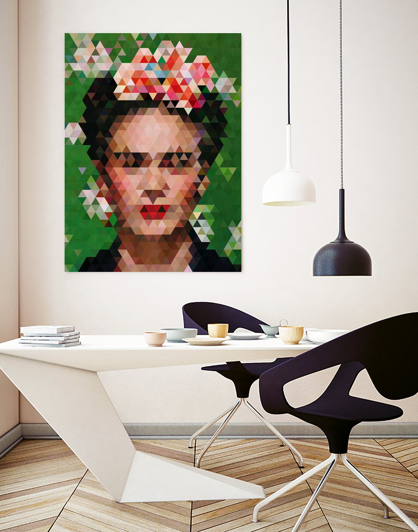 Frida kahlo Geometric by Vitor Costa on GIANT ART - green digital painting