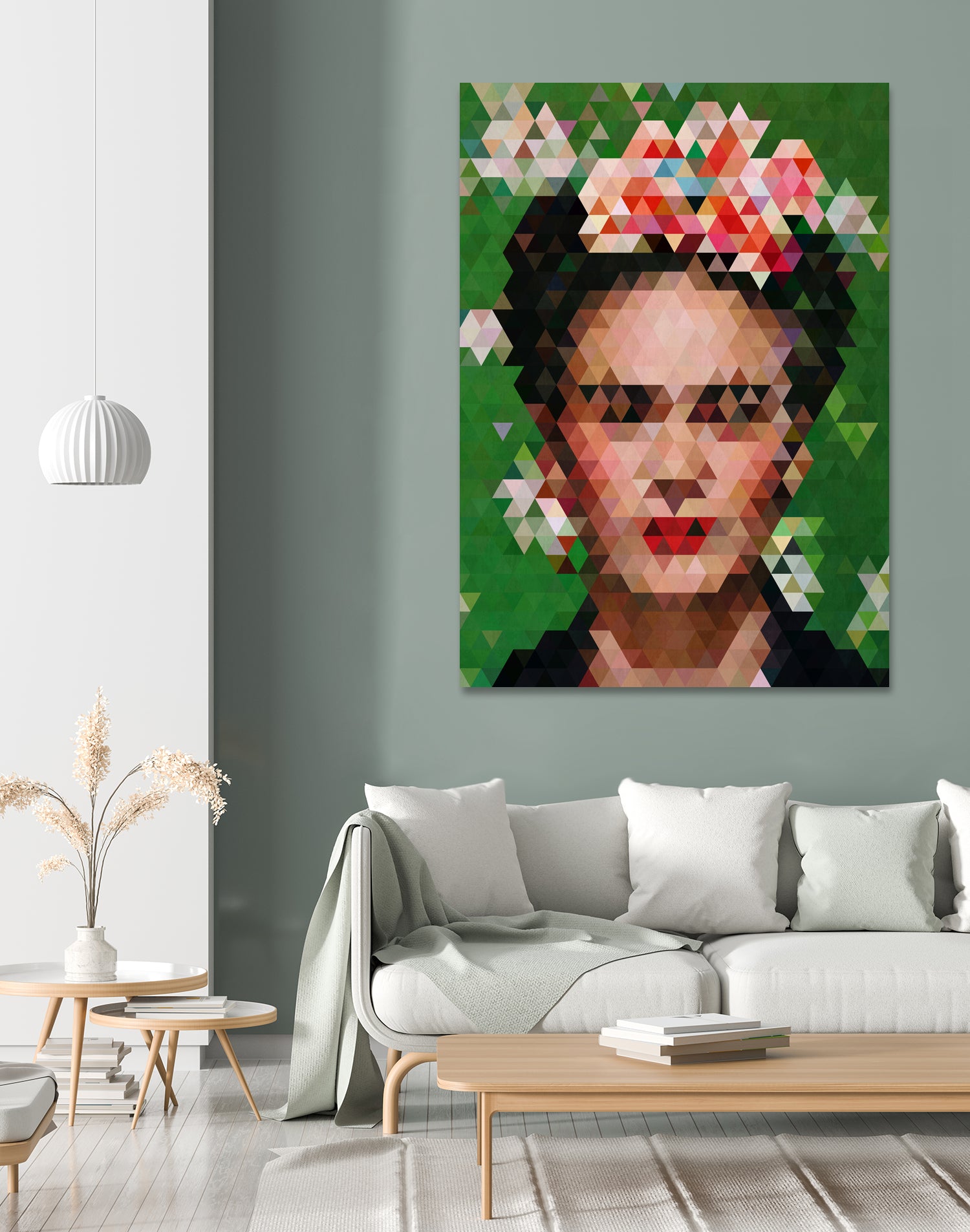 Frida kahlo Geometric by Vitor Costa on GIANT ART - green digital painting