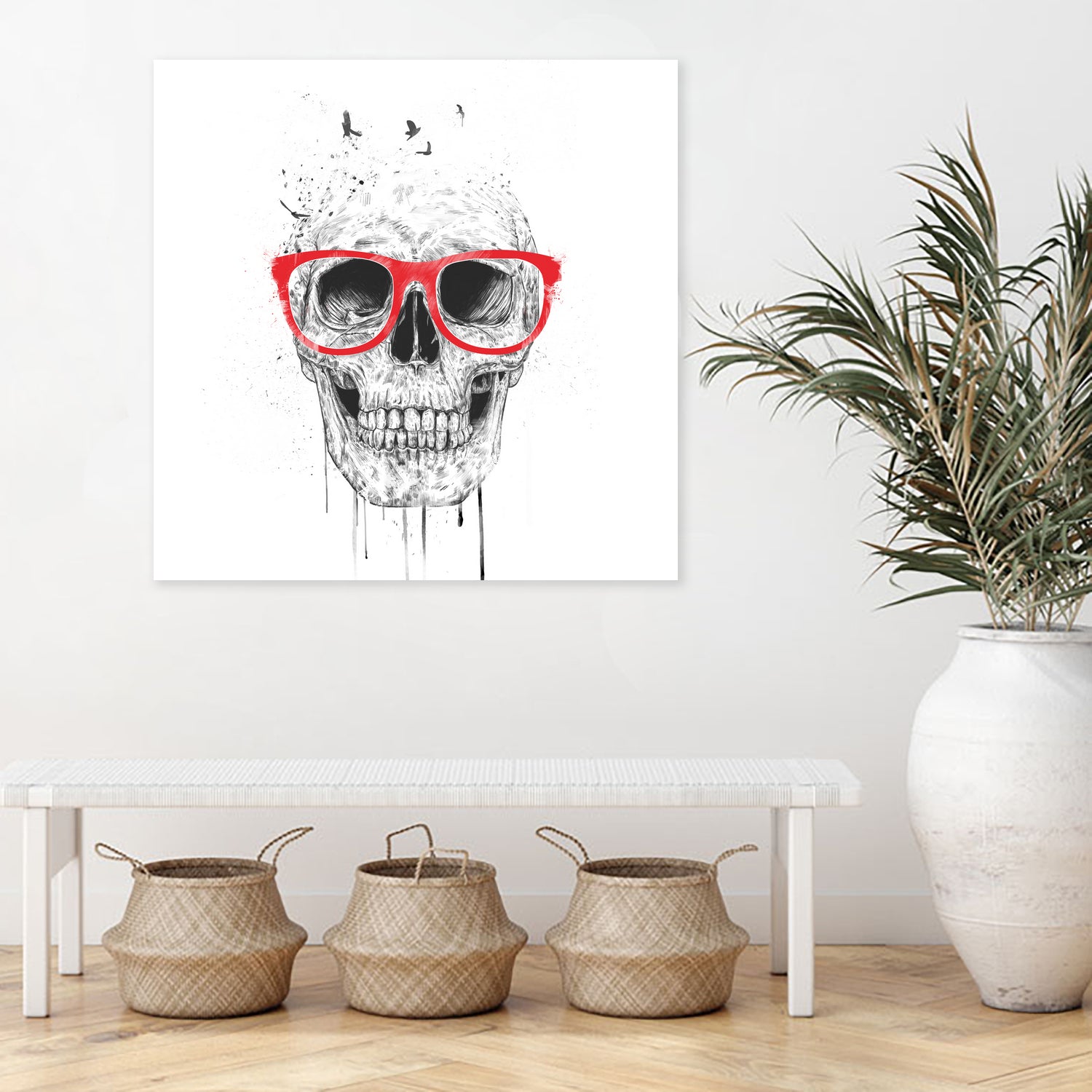 Skull with red glasses by Solti Balázs on GIANT ART - white digital painting