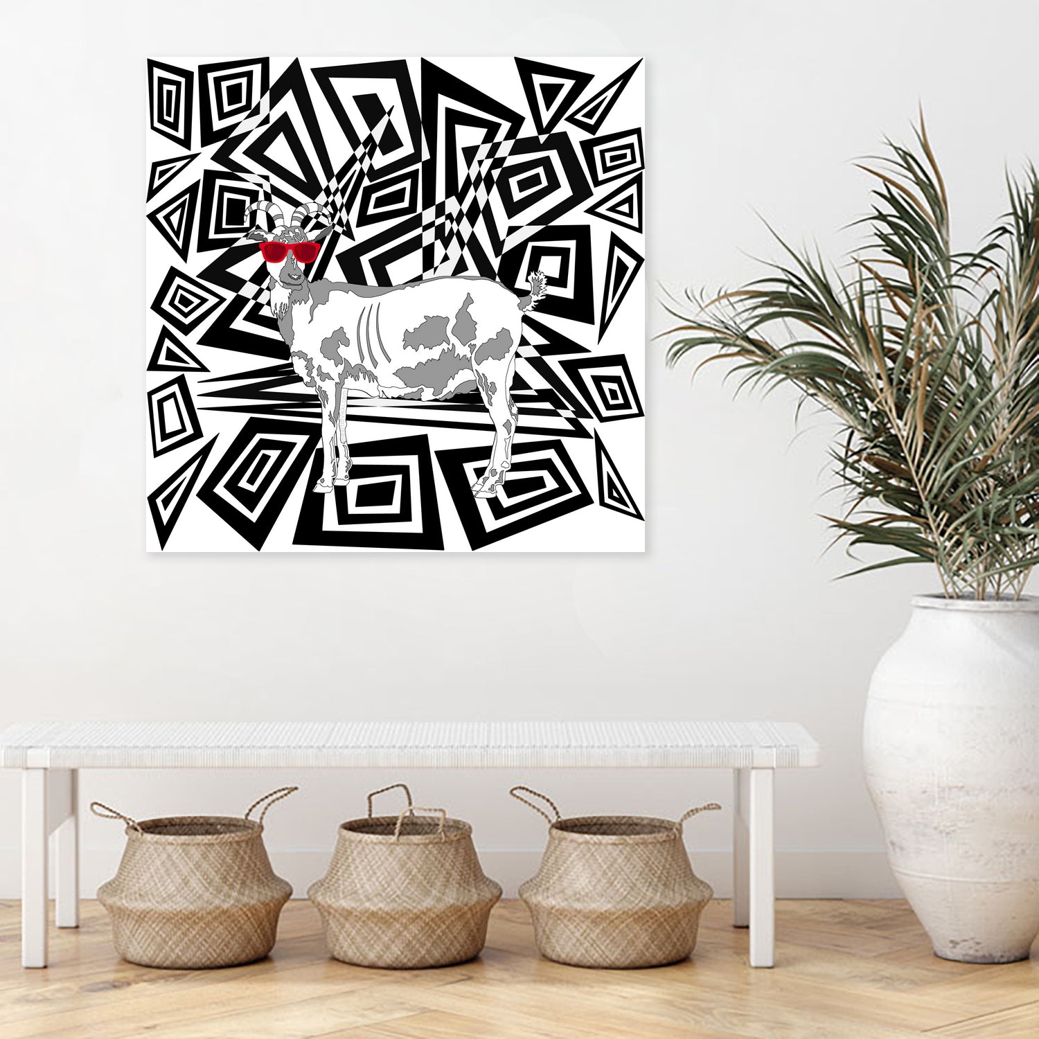 Goat In Red Sunglasses Abstract by TheArtOf Vikki on GIANT ART - black digital drawing