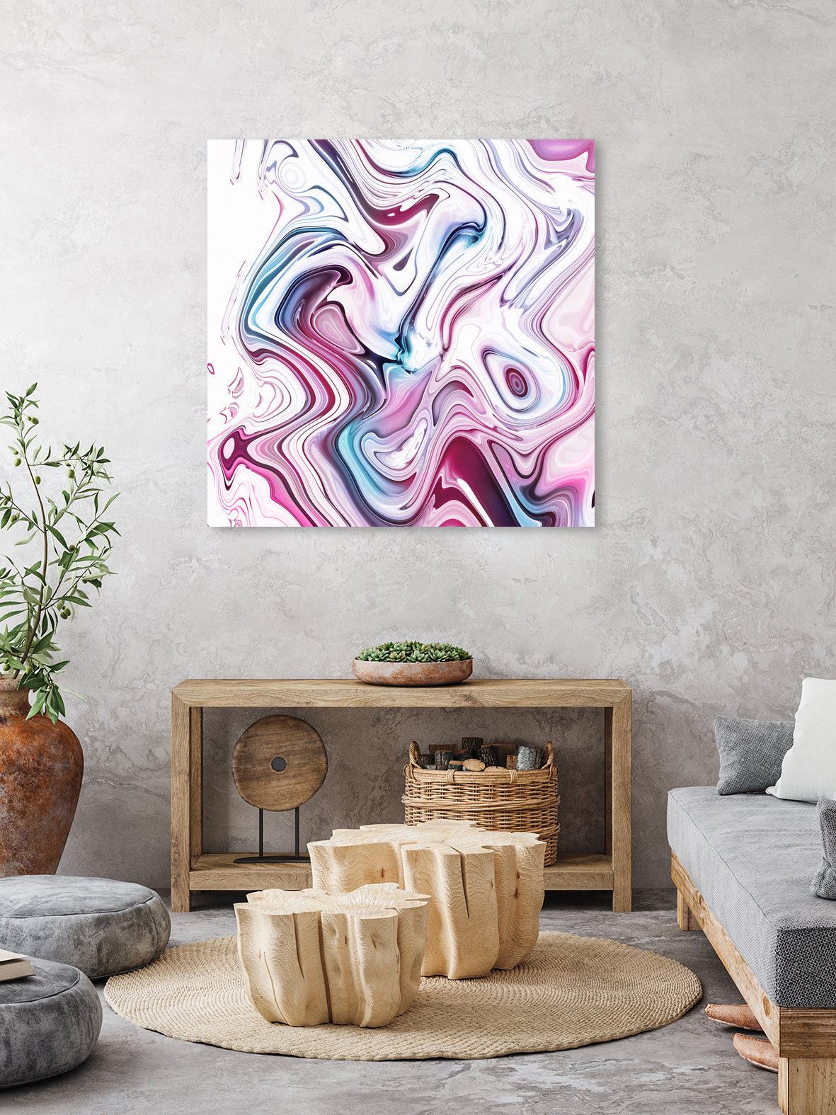 Liquid Marble - Pink and Blue by Dominique Van Roey on GIANT ART - pink photo manipulation