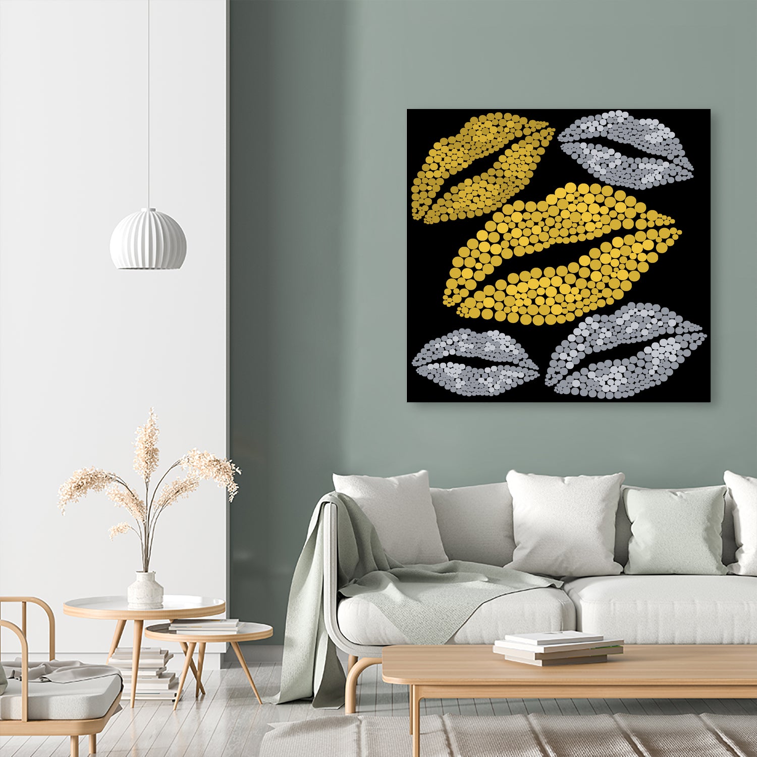 Luscious Lips In Gold And Silver by TheArtOf Vikki on GIANT ART - yellow digital painting