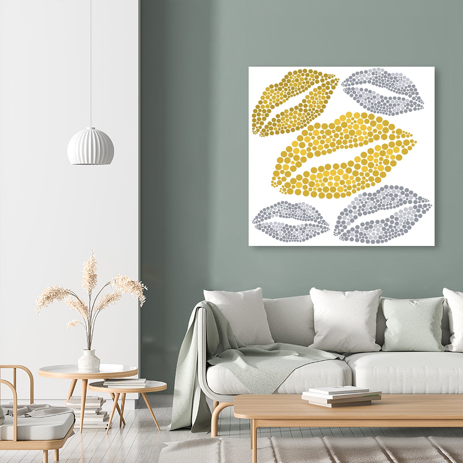 Luscious Lips In Gold And Silver by TheArtOf Vikki on GIANT ART - yellow digital painting