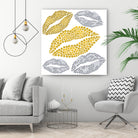 Luscious Lips In Gold And Silver by TheArtOf Vikki on GIANT ART - yellow digital painting
