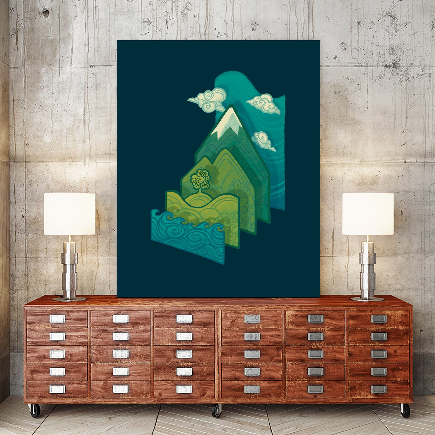 How to Build a Landscape by Wayne Minnis on GIANT ART - blue digital drawing