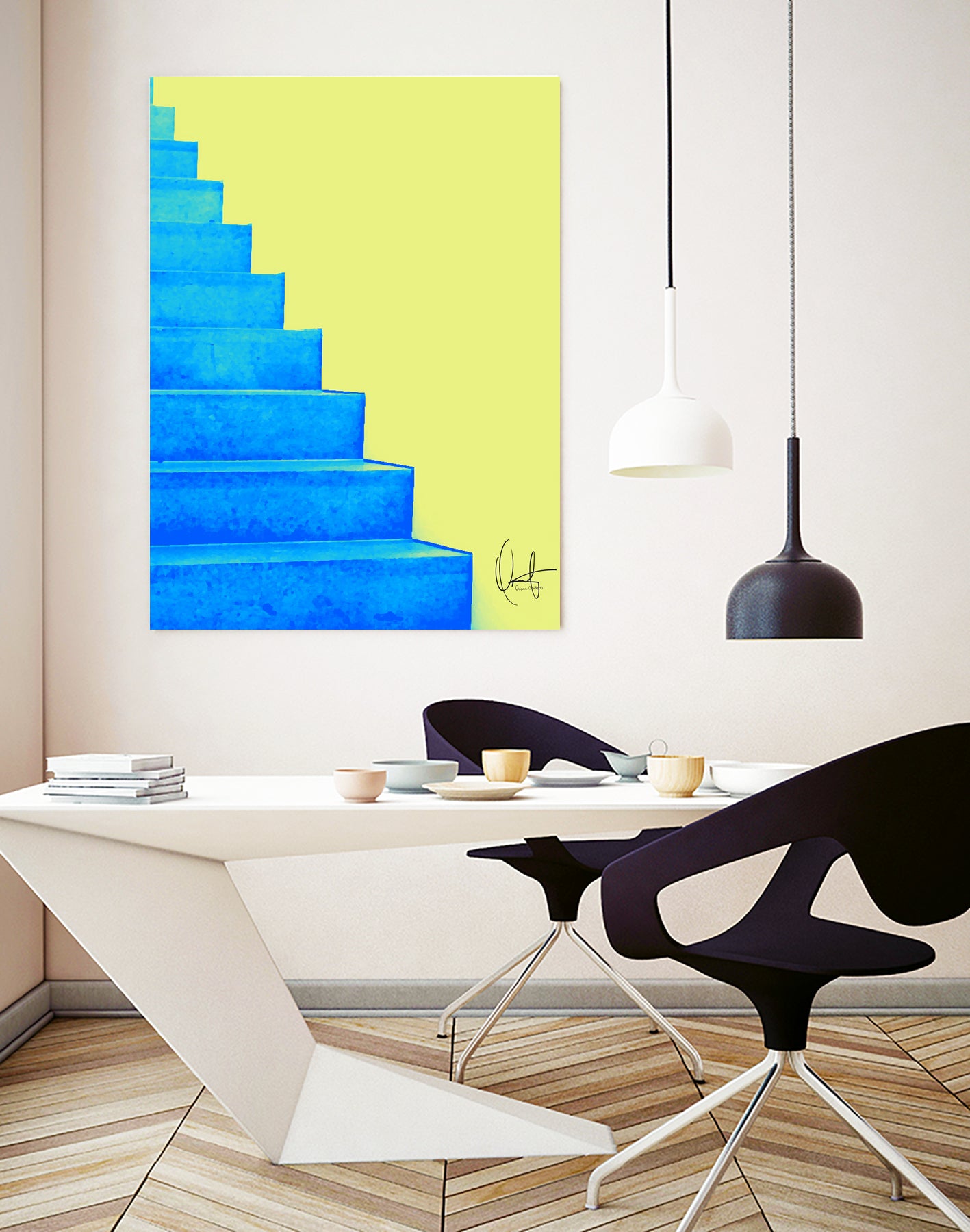 Santorini by Oriana Cordero on GIANT ART - blue mixed media