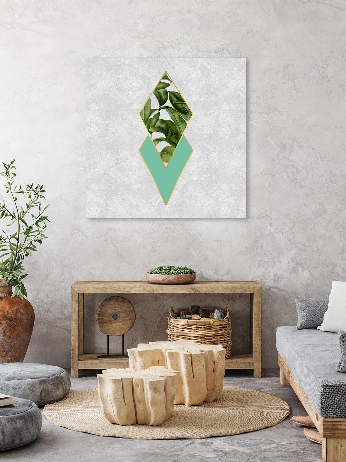 Leaves on marble by M.TERESA HERNANDEZ on GIANT ART - green digital painting