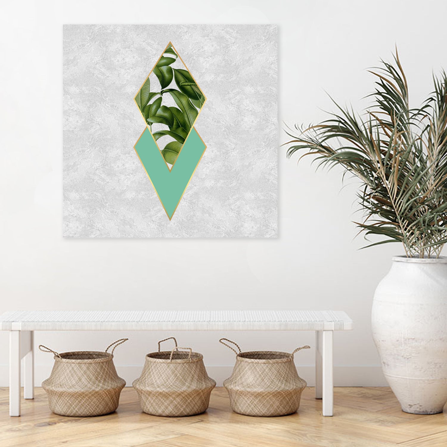 Leaves on marble by M.TERESA HERNANDEZ on GIANT ART - green digital painting