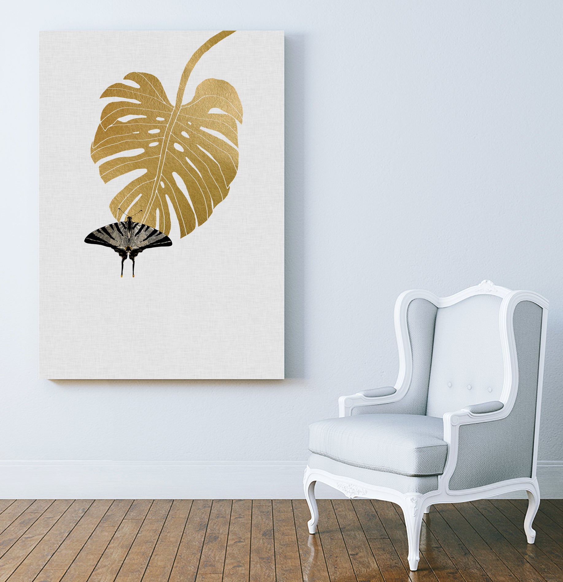 Butterfly & Monstera by Dana Shek on GIANT ART - white digital painting
