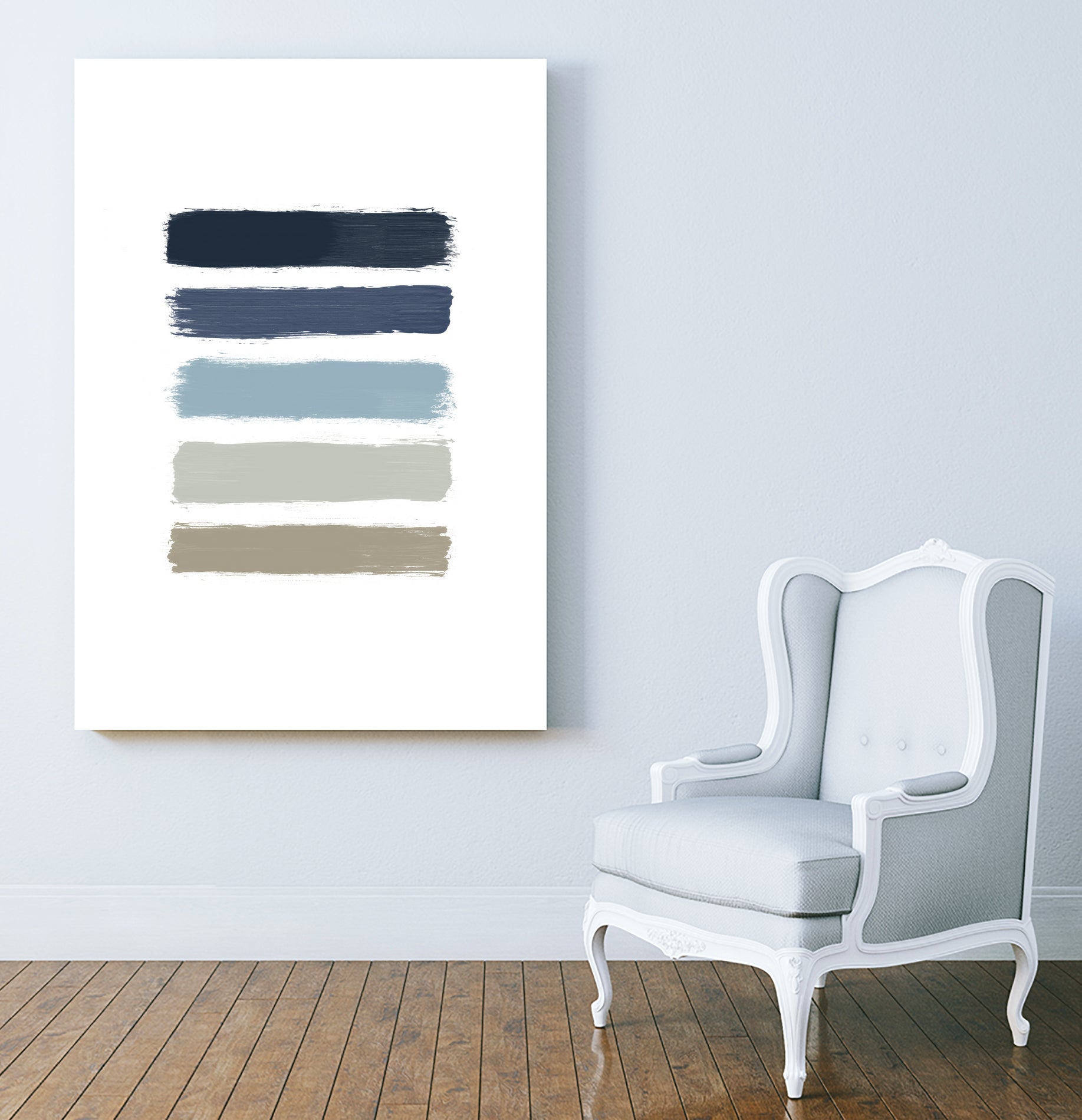 Blue & Taupe Stripes by Dana Shek on GIANT ART - white digital painting