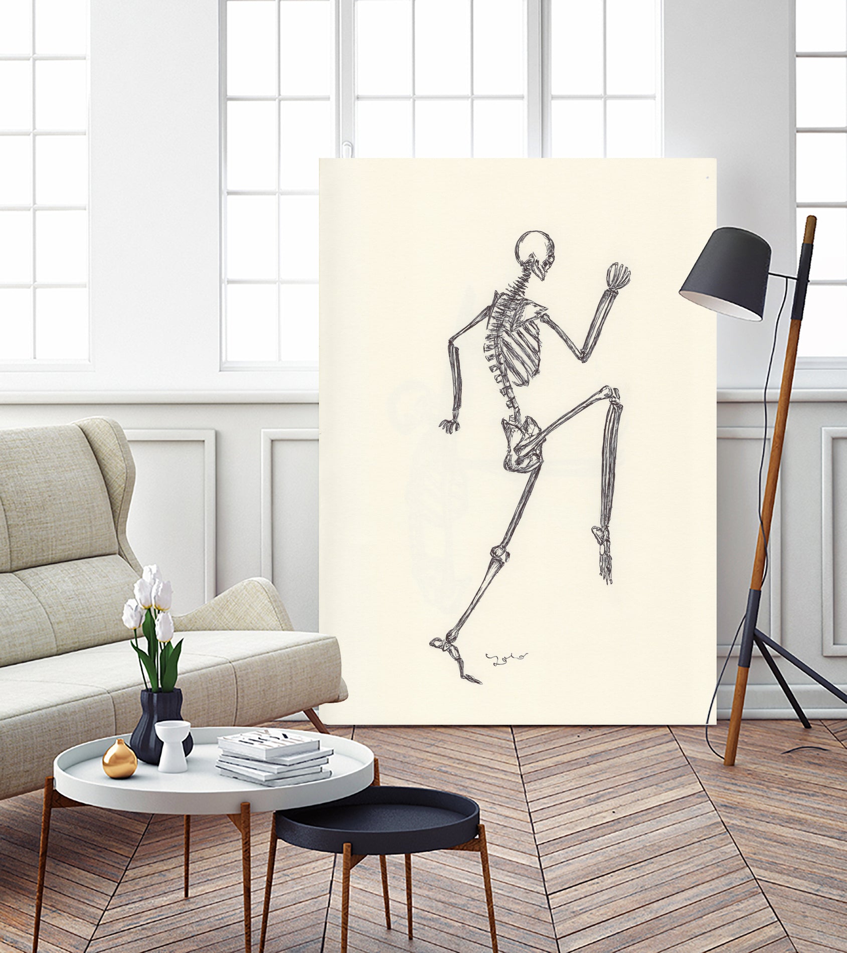 YOGA SKULLS003 by Ballpointpen Illustrator on GIANT ART - white mixed media