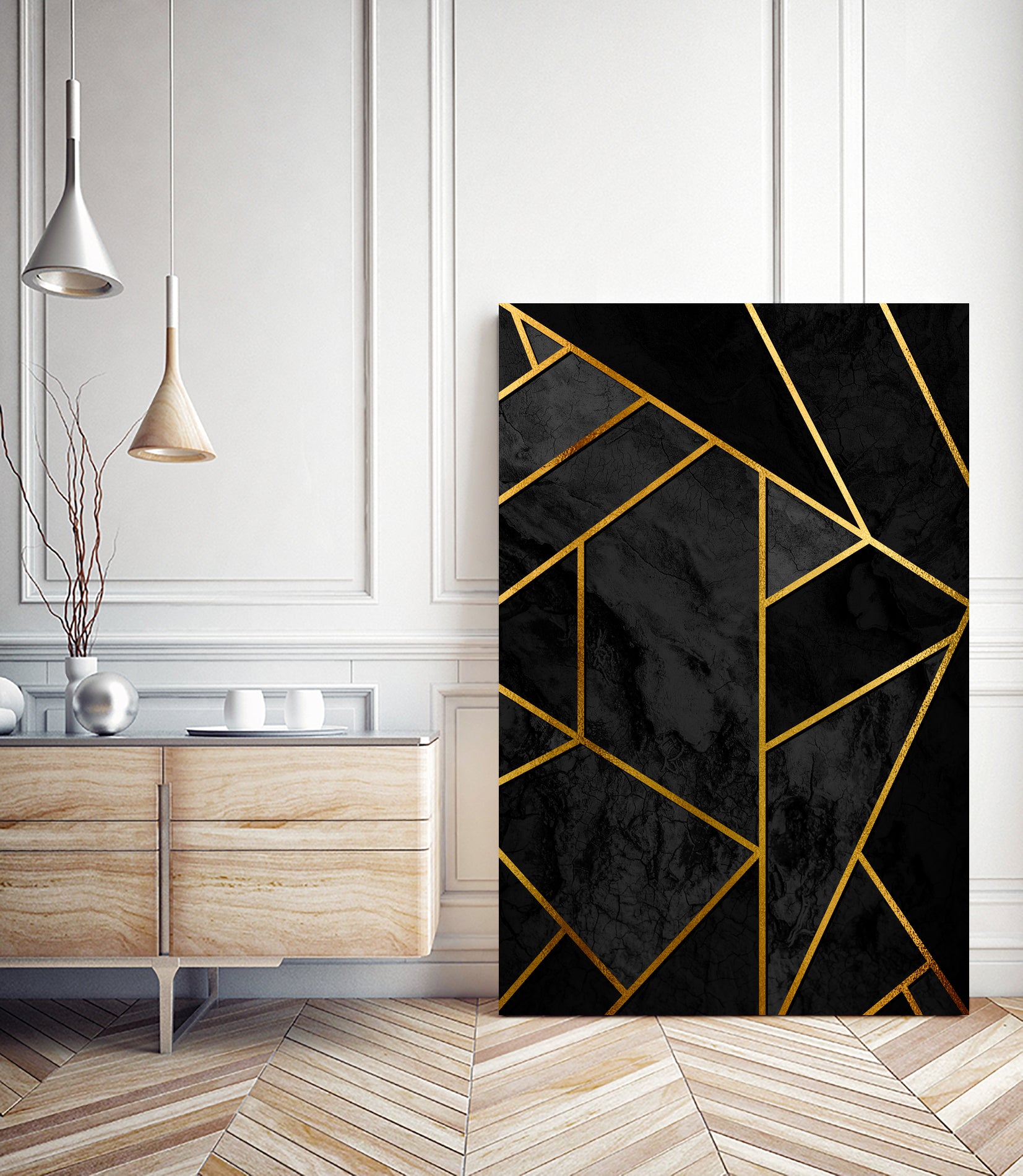 Mosaic with golden lines. by Nemanja Sekularac on GIANT ART - black photo illustration