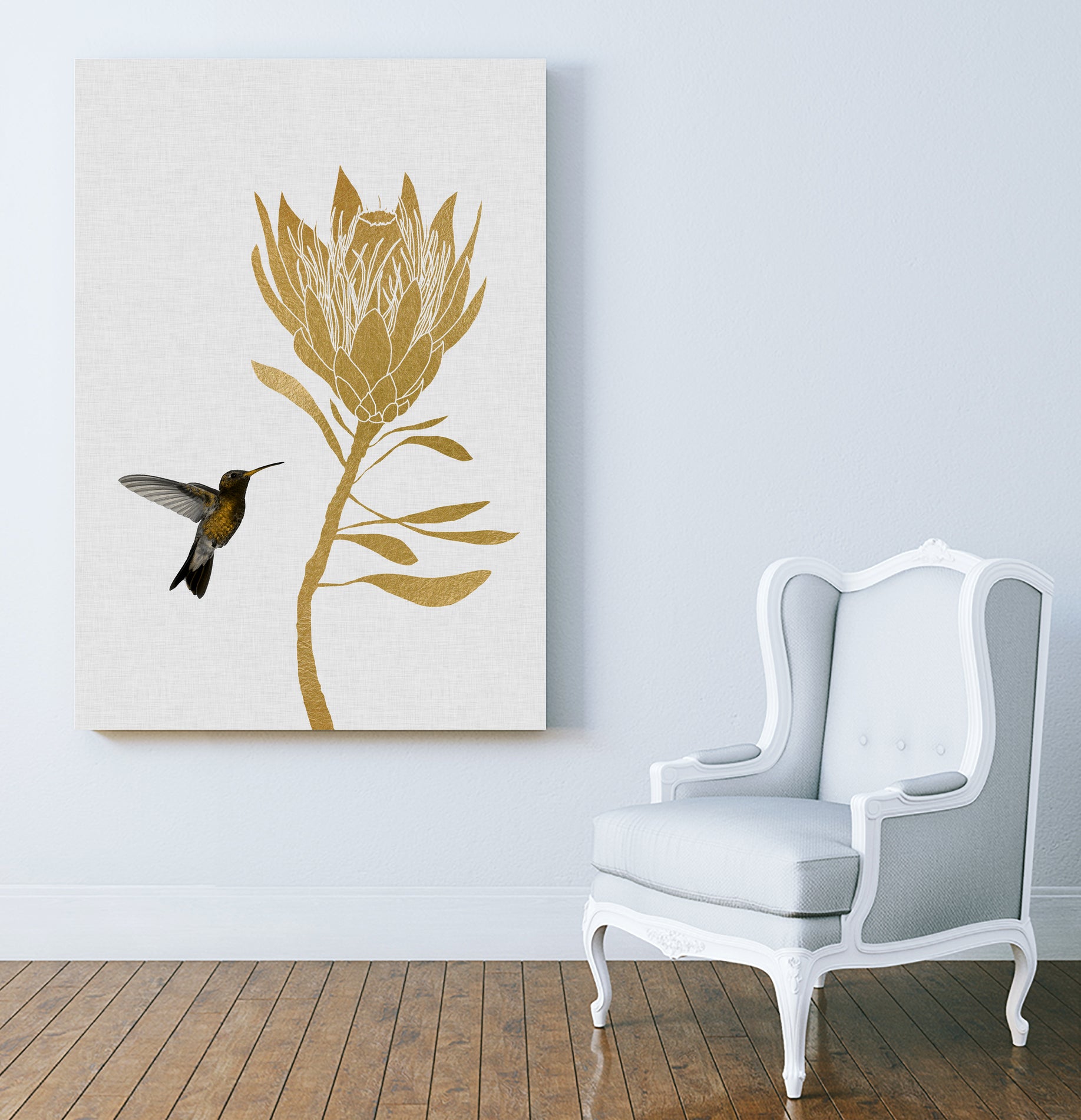 Hummingbird & Flower I by Dana Shek on GIANT ART - white digital painting