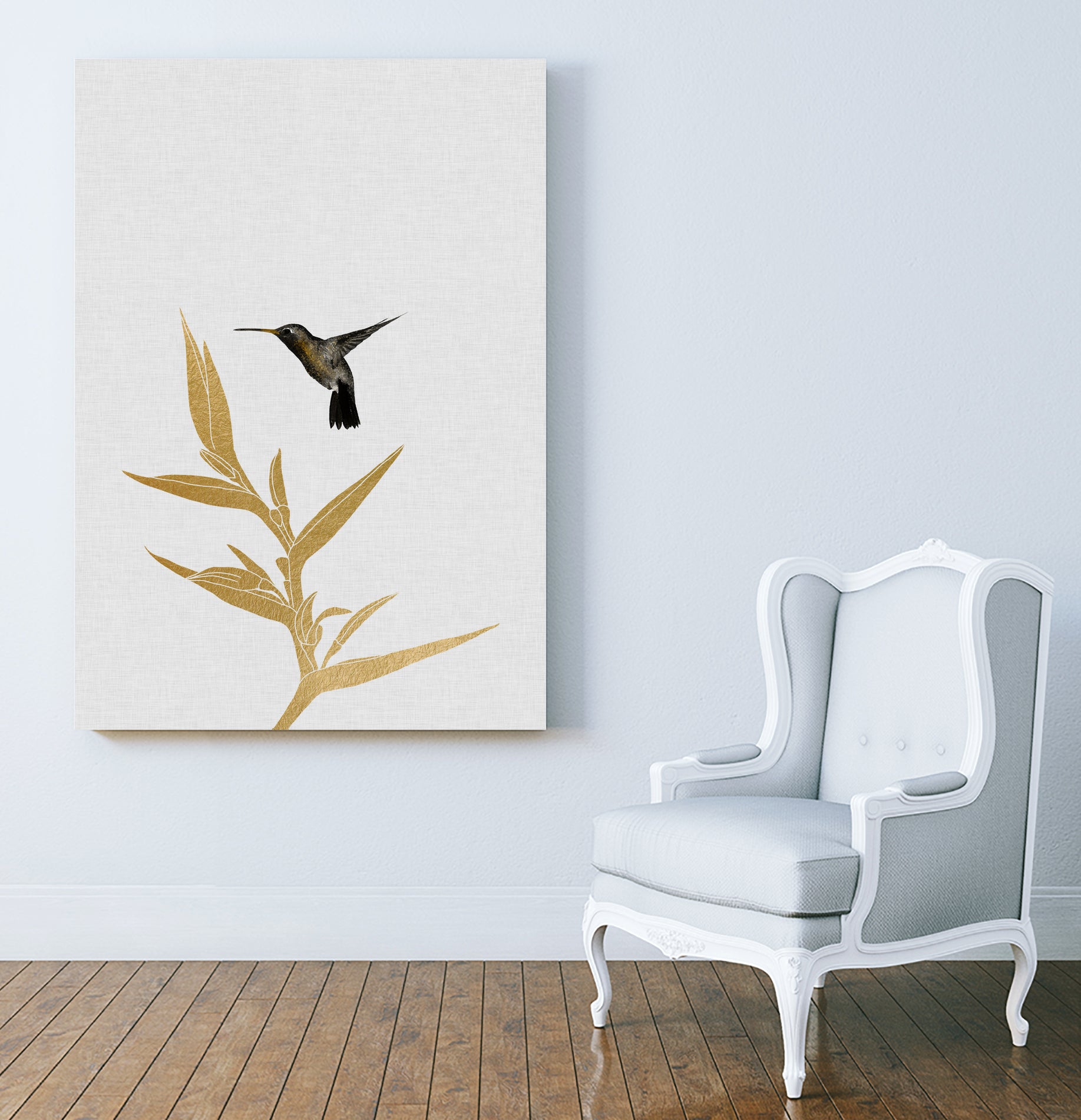 Hummingbird & Flower II by Dana Shek on GIANT ART - white digital painting