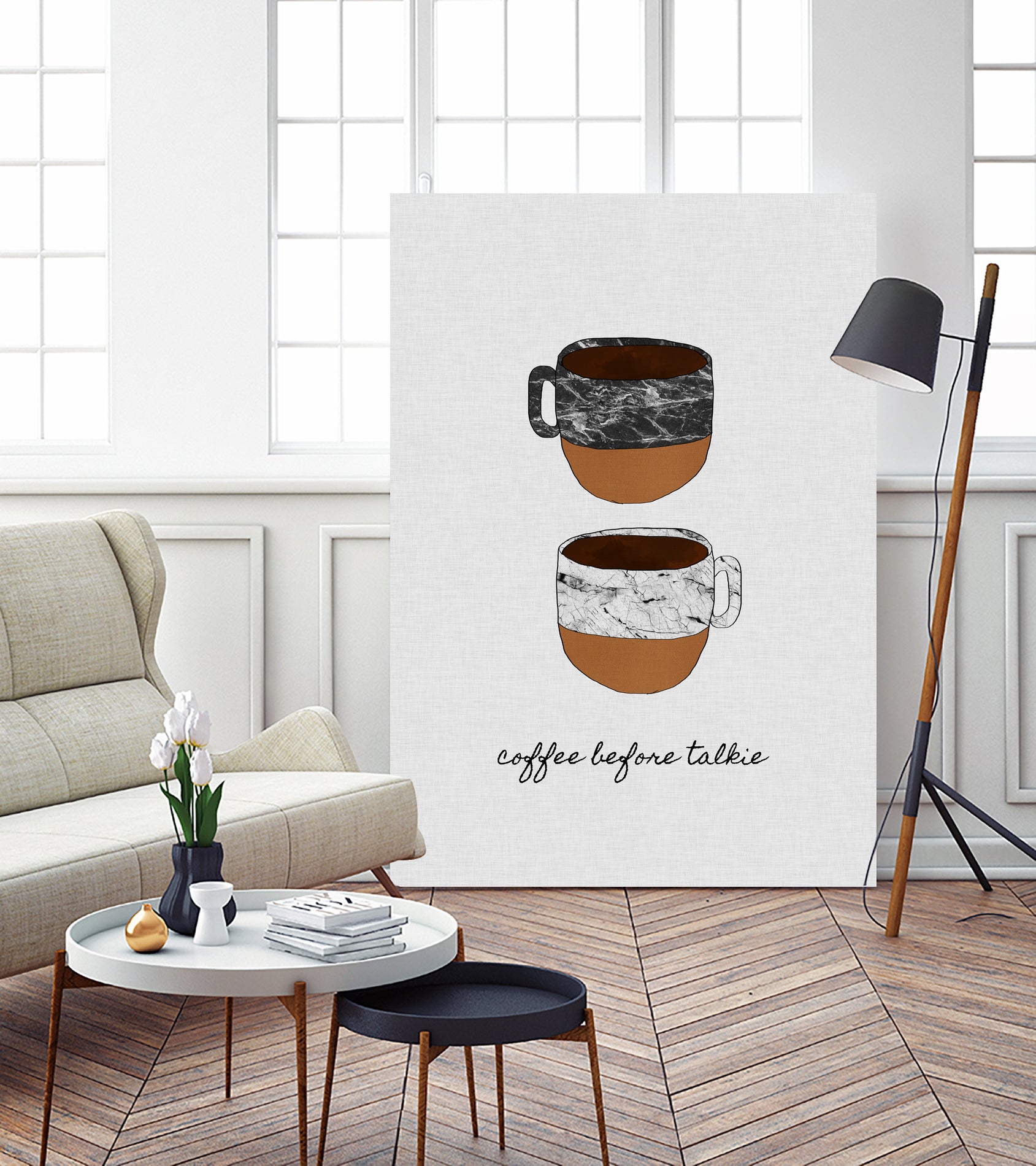 Coffee Before Talkie by Dana Shek on GIANT ART - white typography