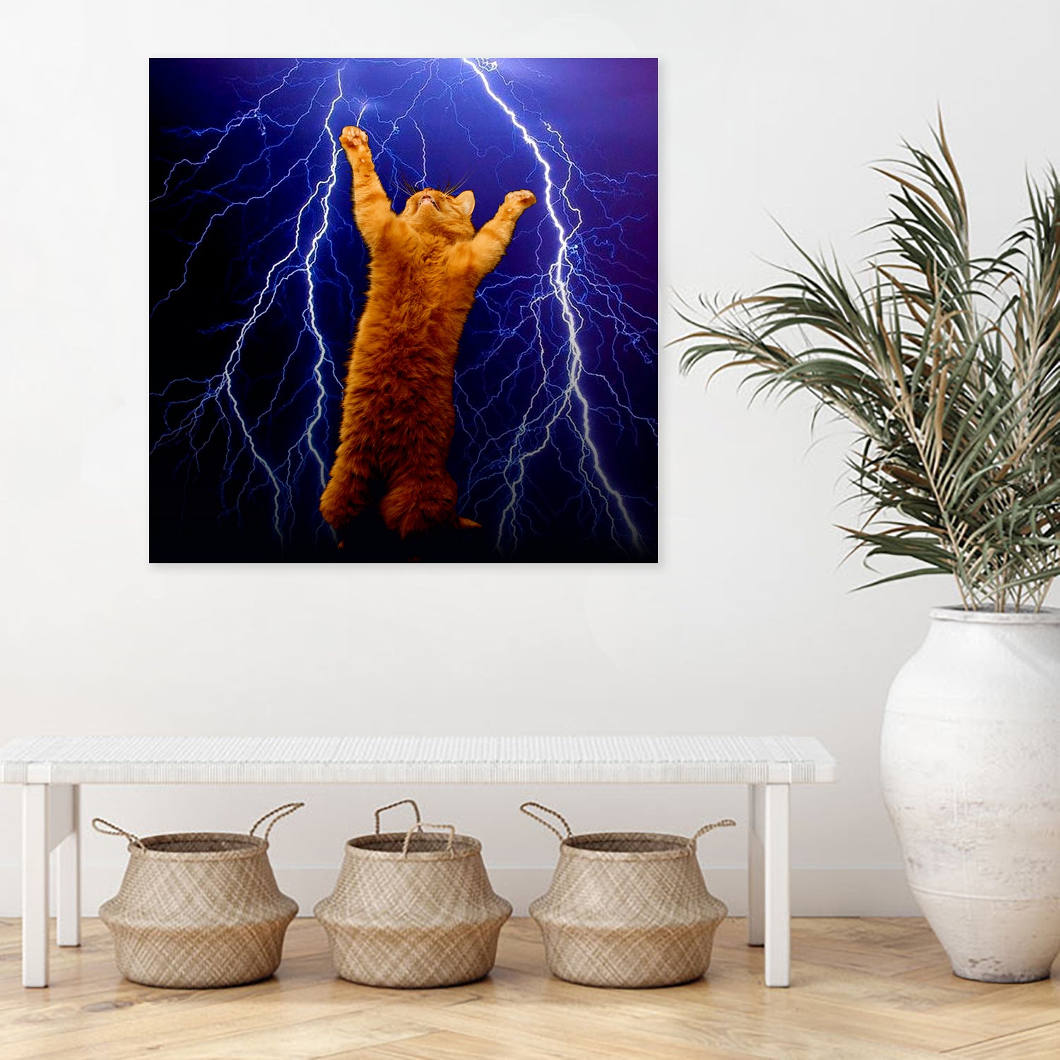 cat Thunders lighting space universe galaxy by Damian Augustyniak on GIANT ART - blue photo manipulation