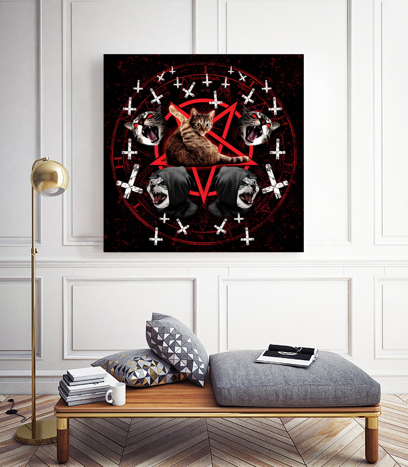 satanic cat pentagram death black metal band exorcist by Damian Augustyniak on GIANT ART - black photo manipulation