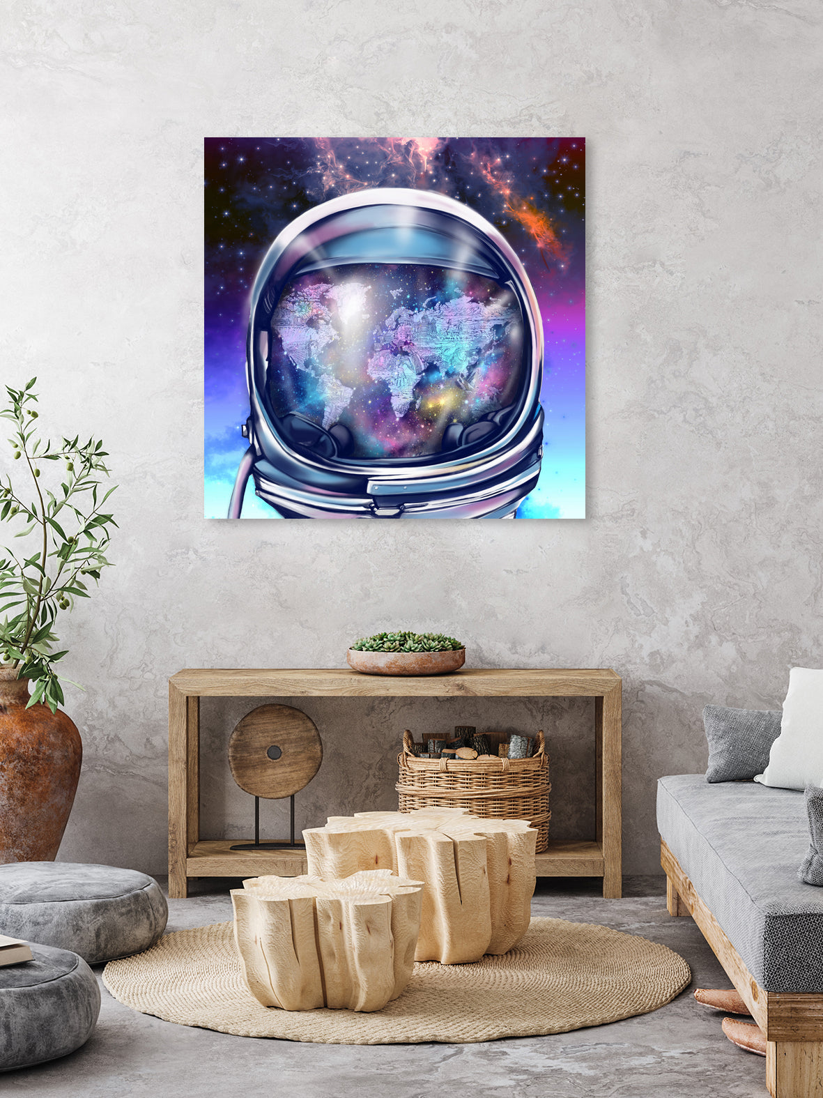 astronaut world map by Bekim Mehovic on GIANT ART - blue digital painting