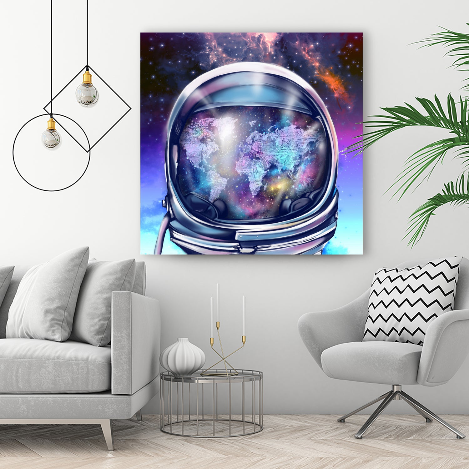 astronaut world map by Bekim Mehovic on GIANT ART - blue digital painting
