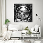 astronaut world map black and white by Bekim Mehovic on GIANT ART - black digital drawing