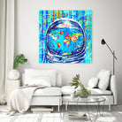 astronaut world map pop art by Bekim Mehovic on GIANT ART - blue digital painting
