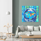 astronaut world map pop art by Bekim Mehovic on GIANT ART - blue digital painting