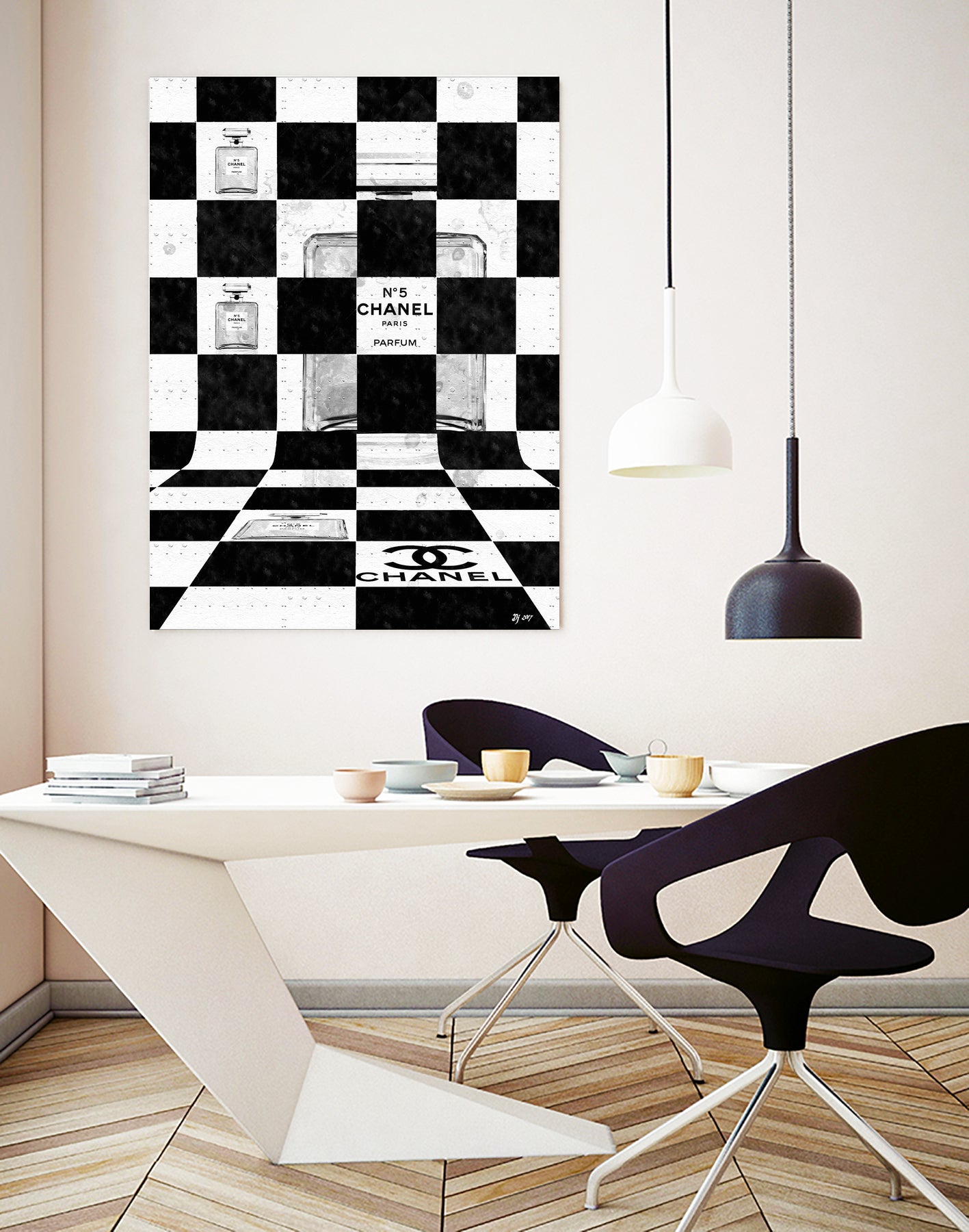 Chanel Chess by Daniel Janda on GIANT ART - black mixed media