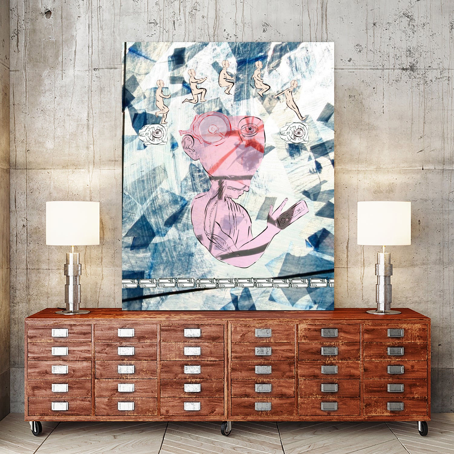 Jump by Stello Bonhomme on GIANT ART - blue mixed media