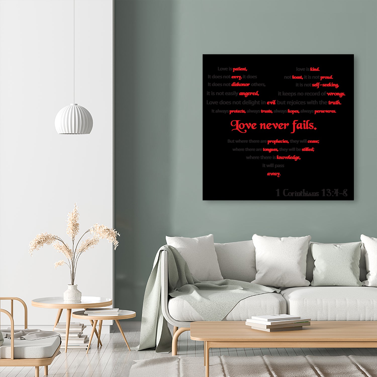 Love Never Fails by Colleen Cary on GIANT ART - white typography
