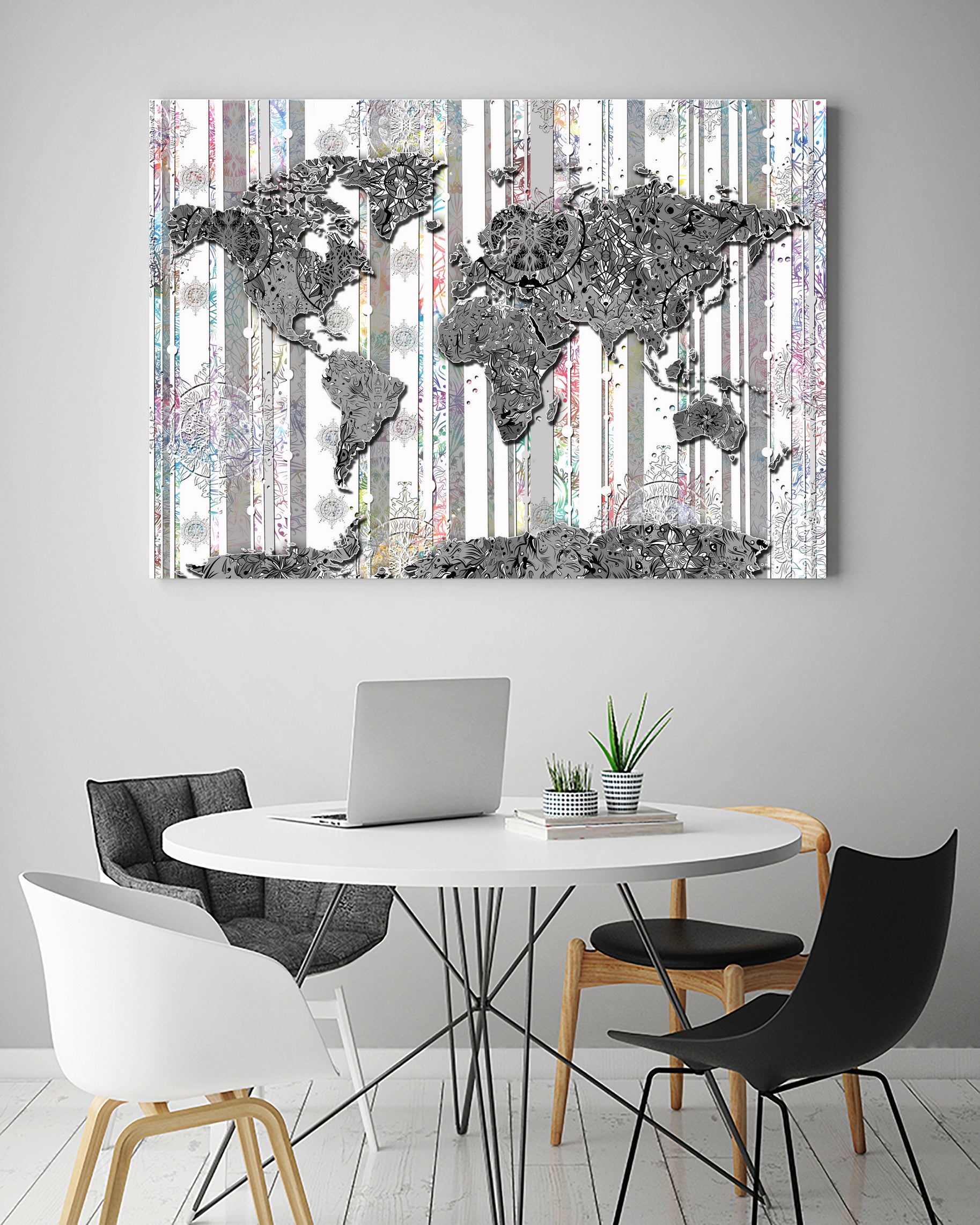 world map mandala grey by Bekim Mehovic on GIANT ART - gray digital painting