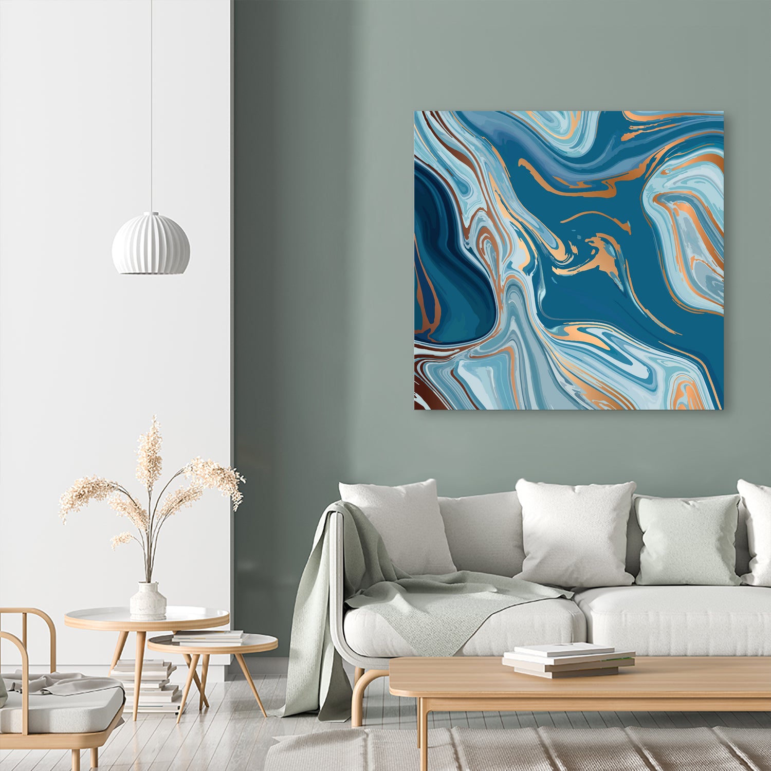 Liquid Blue Marble and Gold 014 by Jelena Obradovic on GIANT ART - blue vector illustration