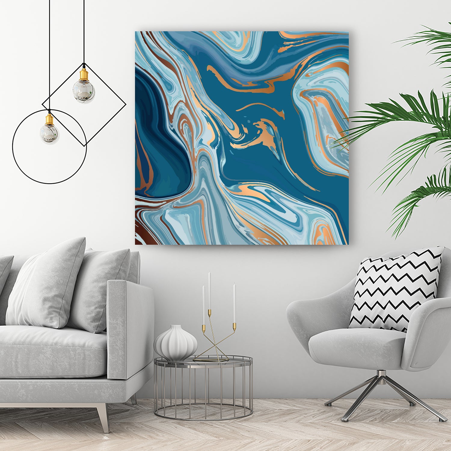 Liquid Blue Marble and Gold 014 by Jelena Obradovic on GIANT ART - blue vector illustration