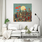philadelphia cityscape abstract 3 by Bekim Mehovic on GIANT ART - blue digital painting