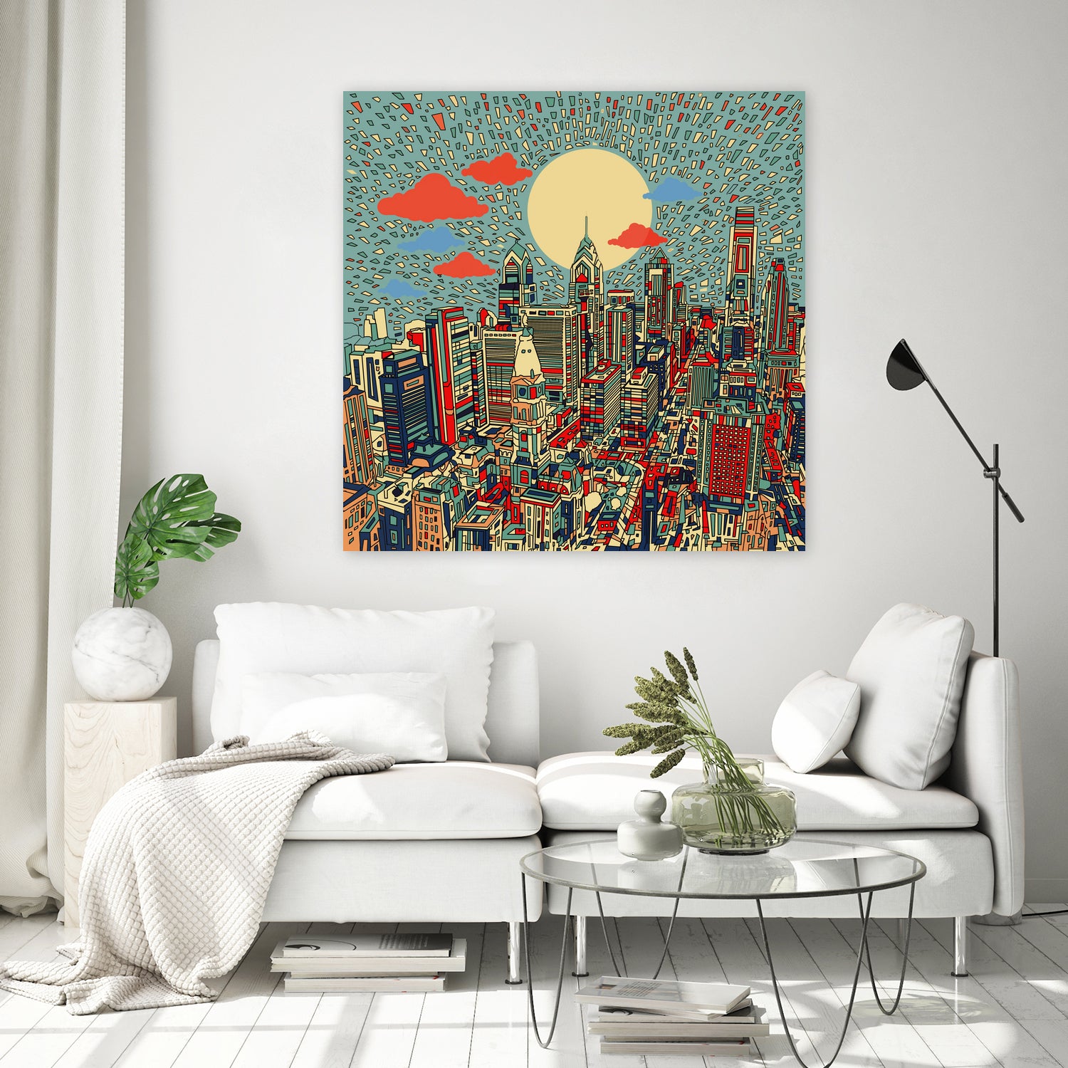philadelphia cityscape abstract 3 by Bekim Mehovic on GIANT ART - blue digital painting
