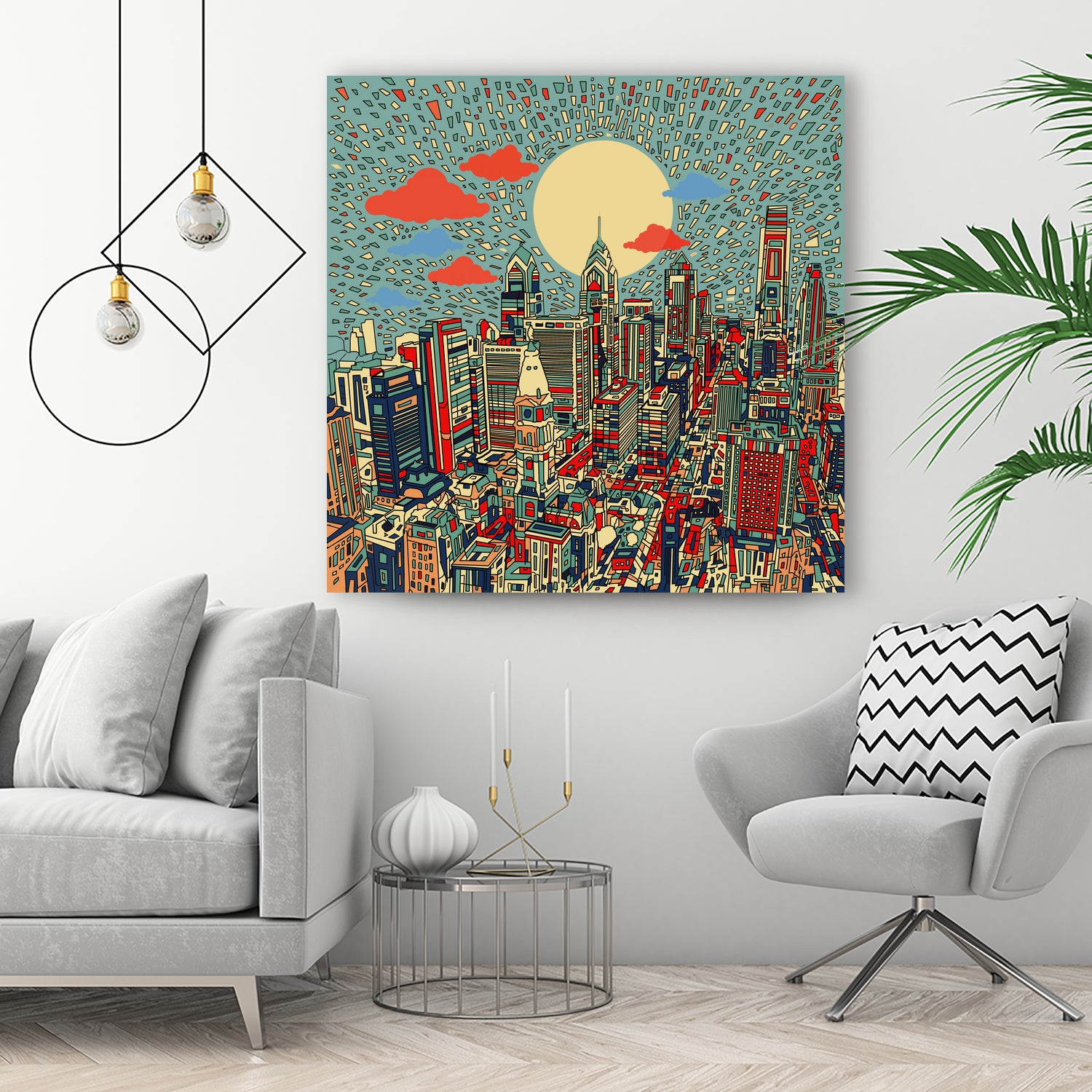 philadelphia cityscape abstract 3 by Bekim Mehovic on GIANT ART - blue digital painting