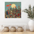 philadelphia cityscape abstract 3 by Bekim Mehovic on GIANT ART - blue digital painting