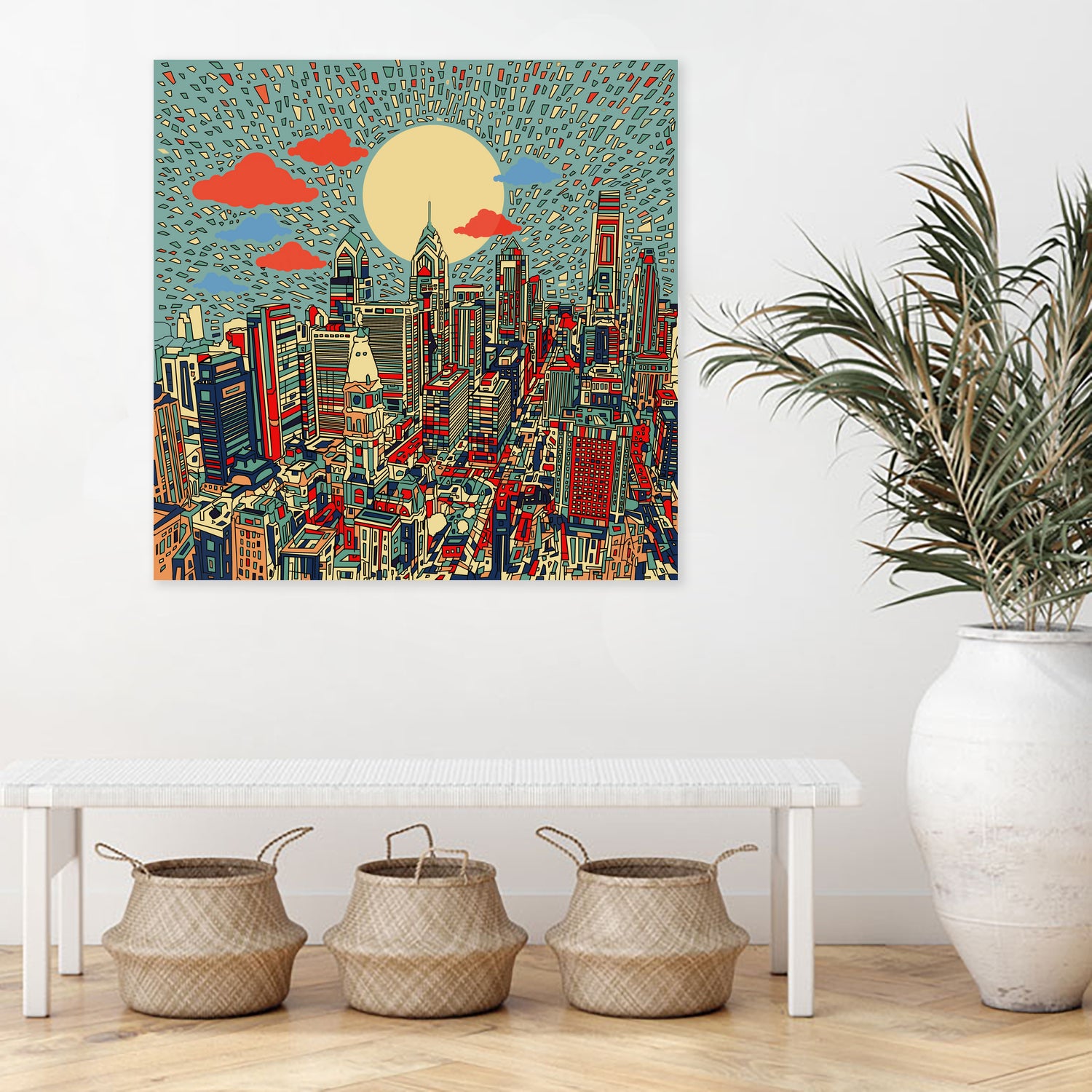 philadelphia cityscape abstract 3 by Bekim Mehovic on GIANT ART - blue digital painting