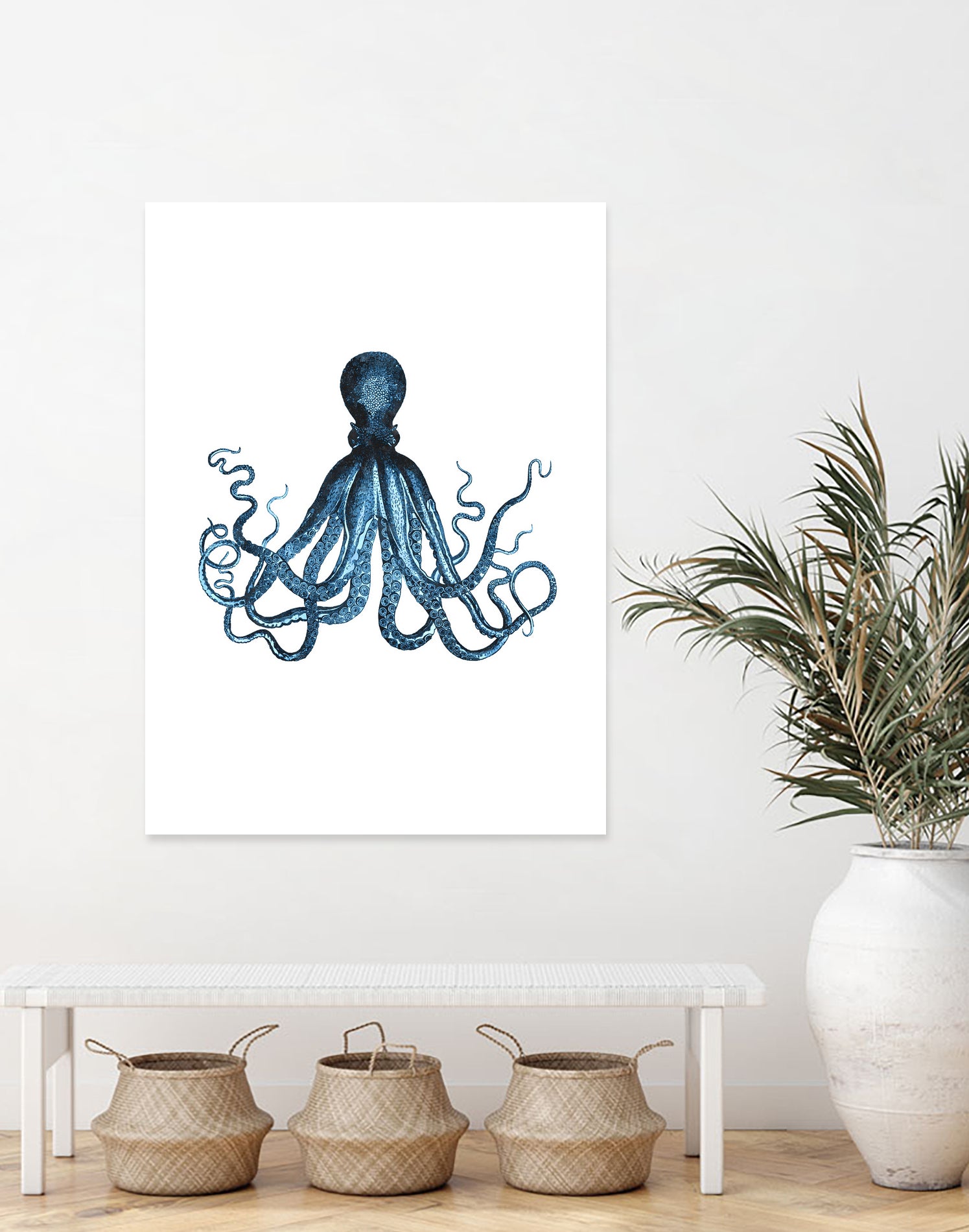 Blue Octopus Illustration by Alessandra Minervini on GIANT ART - blue digital painting