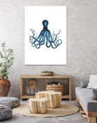 Blue Octopus Illustration by Alessandra Minervini on GIANT ART - blue digital painting