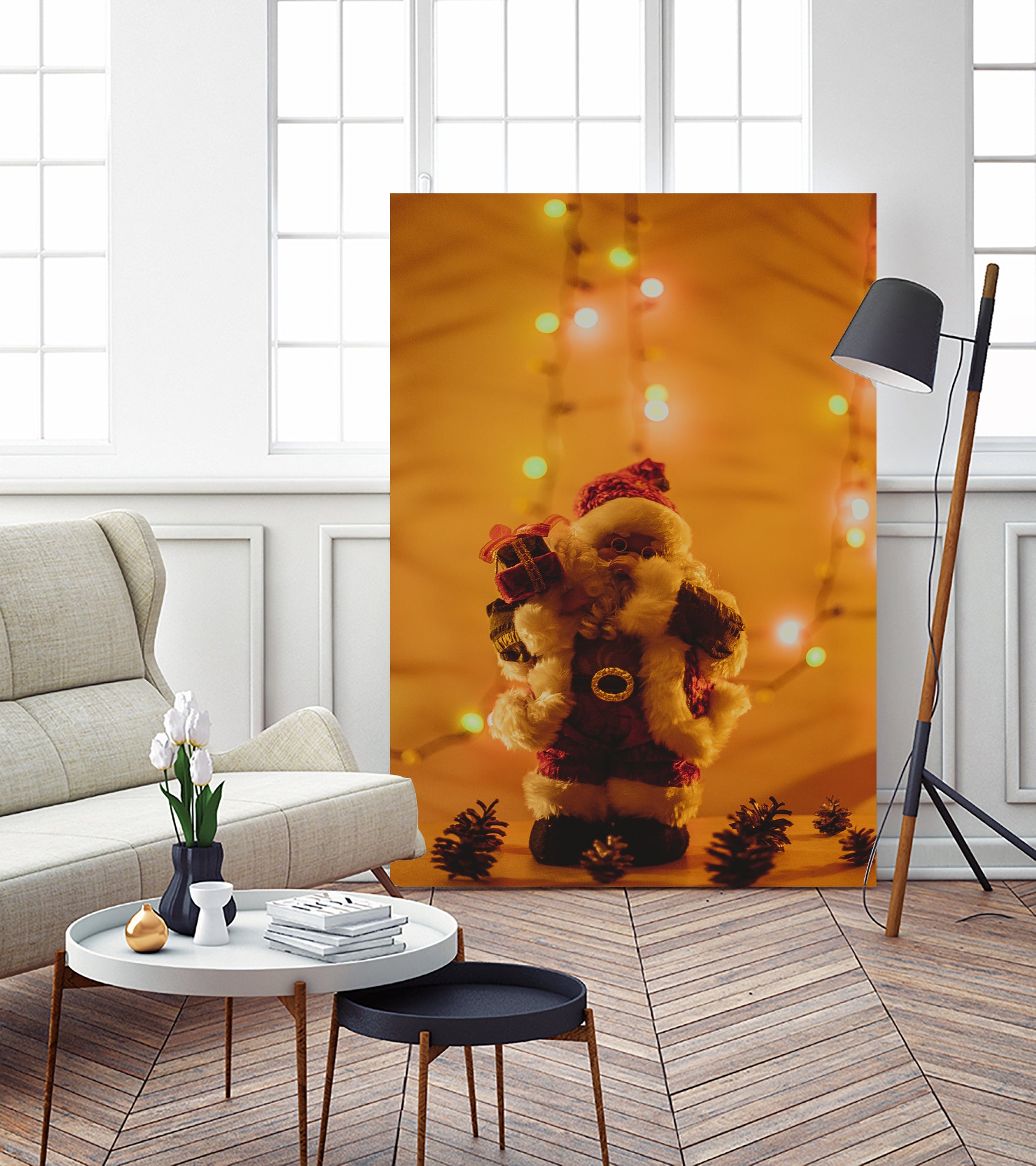Santa Claus Christmas Gifts Candle Lights by Anna Matveeva on GIANT ART - white photo illustration