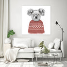 Winter koala (red) by Solti Balázs on GIANT ART - white digital drawing