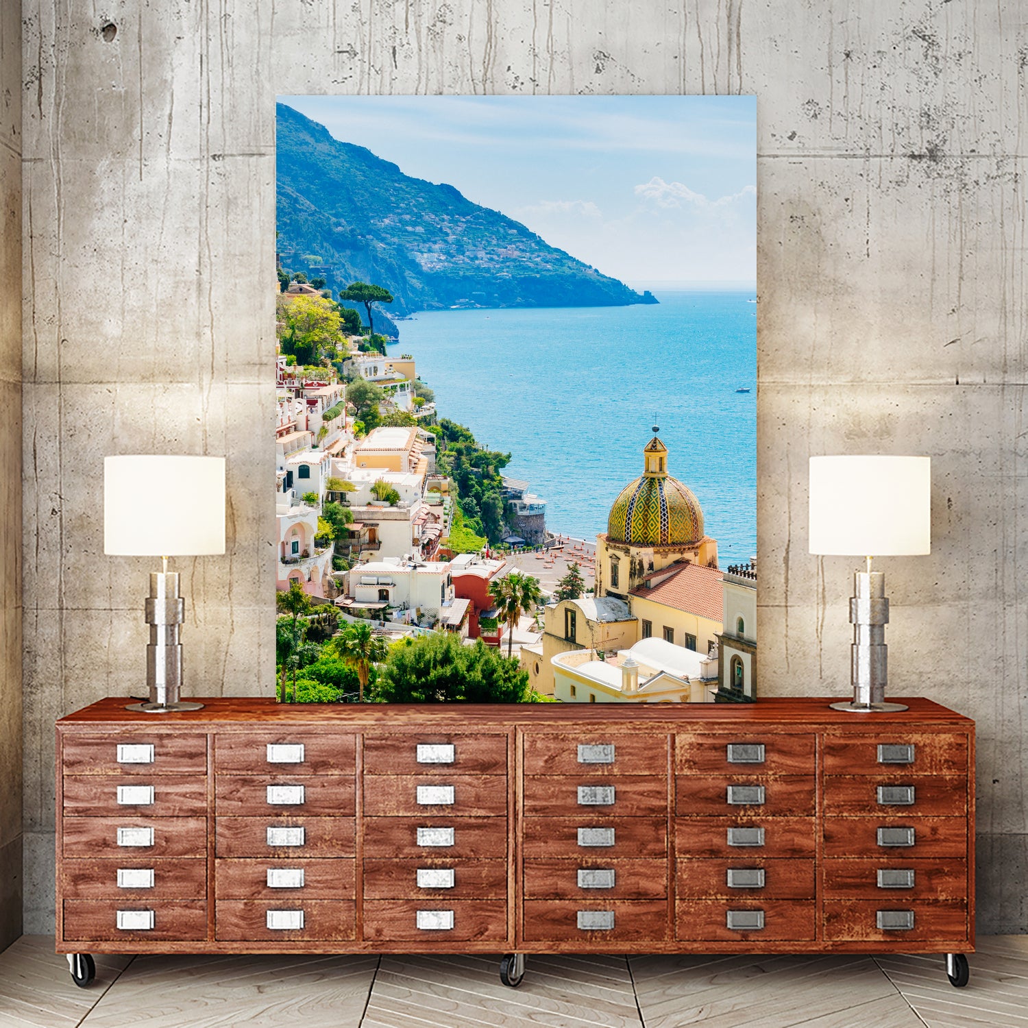 Amalfi coast (Positano) by Miemo Penttinen on GIANT ART - blue photo illustration