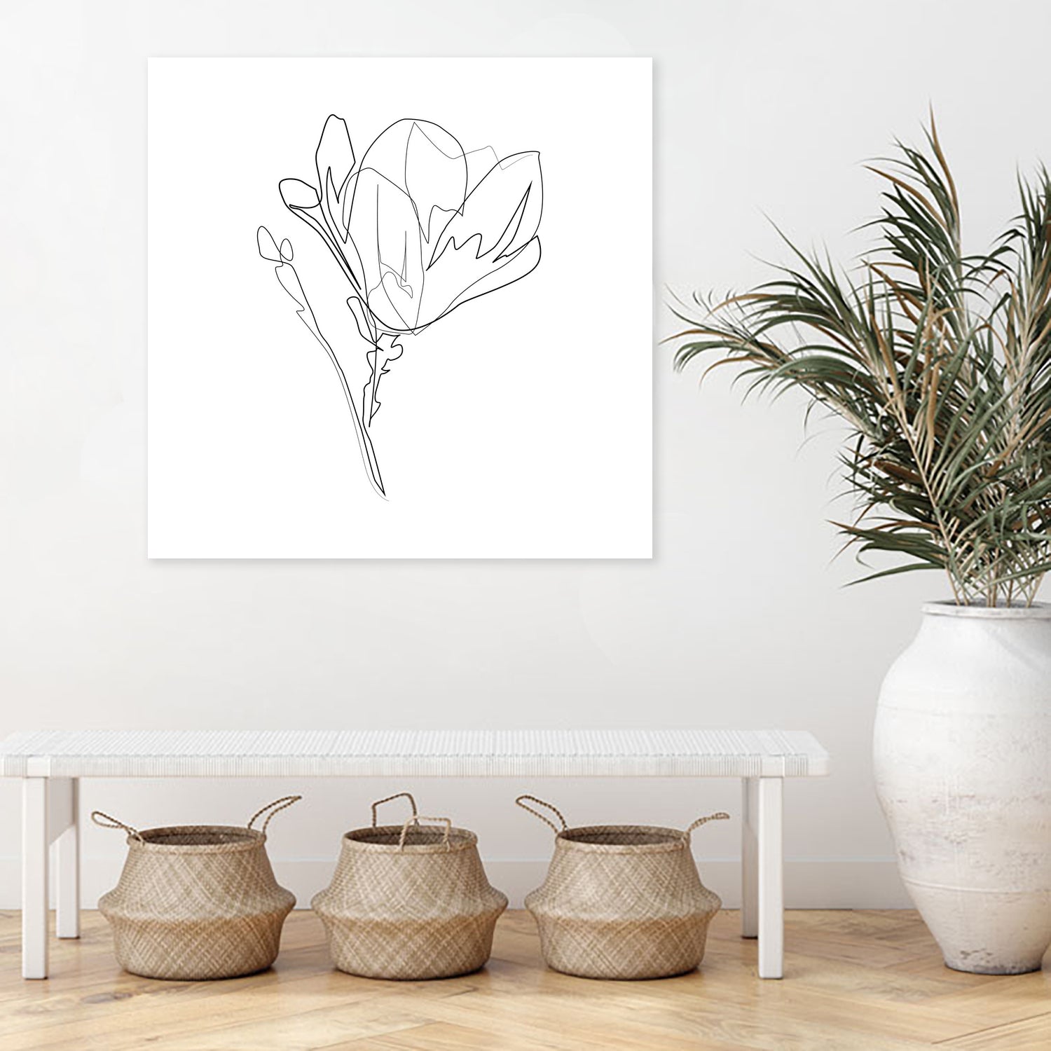 Magnolia Flower Print #4 by Parinta Sofia Stefanopoulou on GIANT ART - white digital drawing