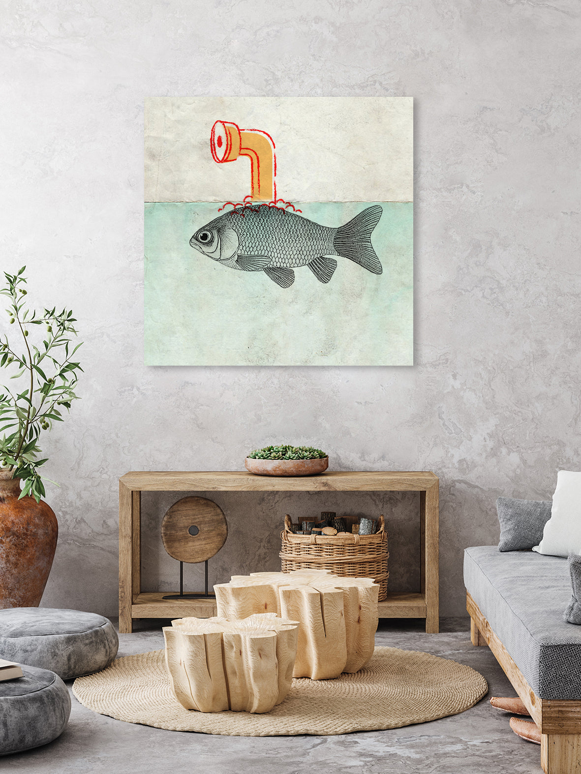 Periscope goldfish by Vin Zzep on GIANT ART - white digital painting