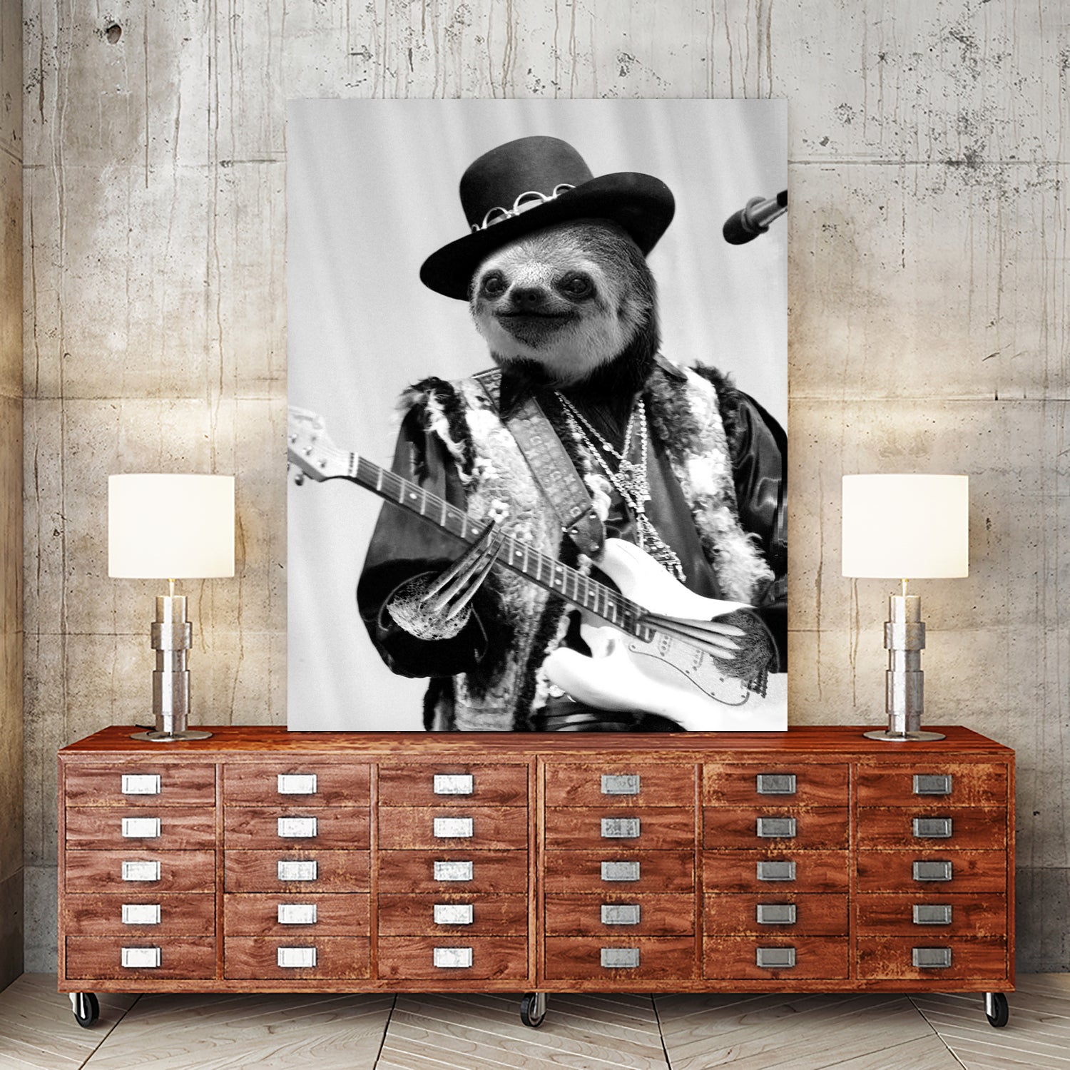 Rockstar Sloth #2 by Luigi Tarini on GIANT ART - gray photo manipulation