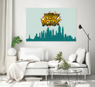 New York Pop Skyline by Octavian Mihai Mielu on GIANT ART - green digital drawing