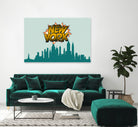 New York Pop Skyline by Octavian Mihai Mielu on GIANT ART - green digital drawing